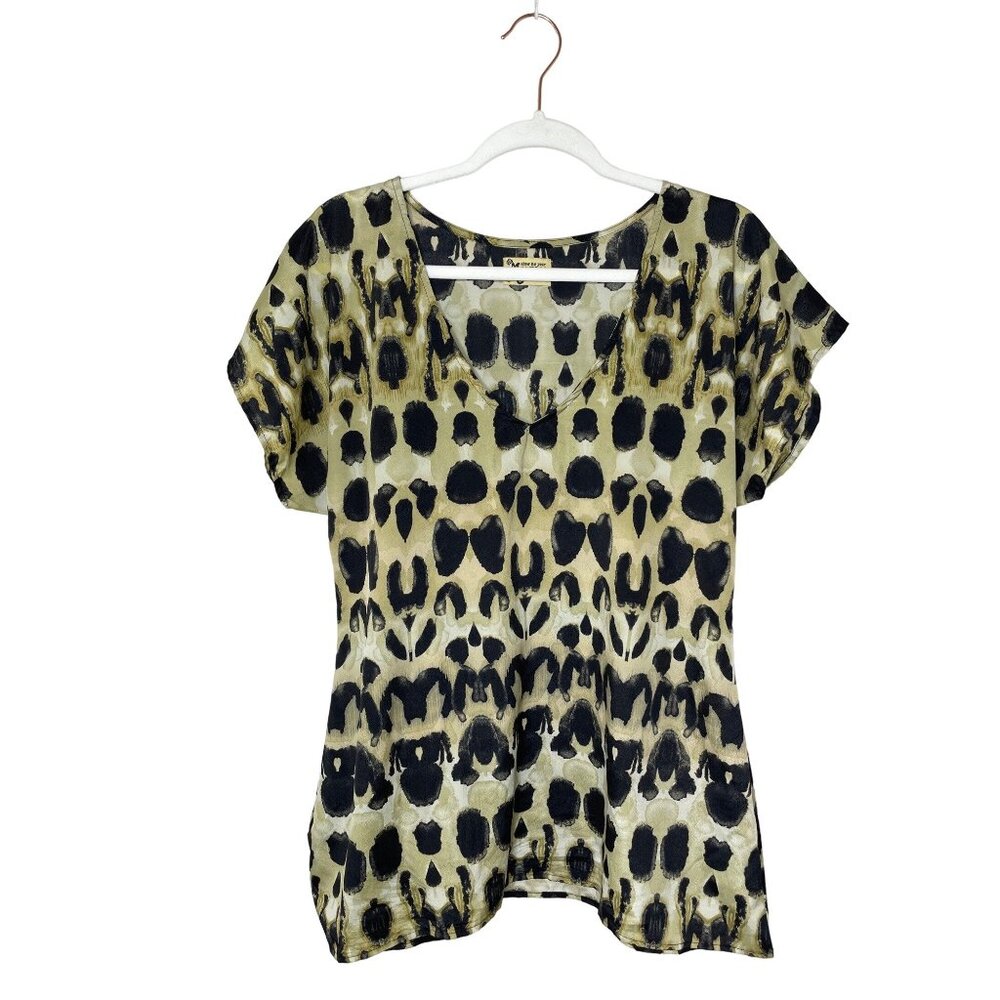 Show Me Your Mumu Carter Tunic Size Small V-neckline Animal Print Leopard Sz S